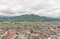 View of Kaminoyama city from Kaminoyama Castle, Japan