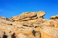 View of the Kamyana Mohylain is an archaeological site, encompasses a group of isolated blocks of sandstone with petroglyphs near Royalty Free Stock Photo