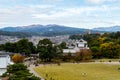 View of Kanazawa City and castle park from Kanazawa Castle tower in autumn, Japan