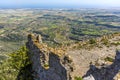 The view from Kantara Castle over the Mesaoria Plain and the edge of the Kyrena mountains in Northern Cyprus