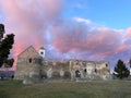 View of Kaptol utvrda castle ruins under the shaded cloudy sunset sky Royalty Free Stock Photo