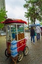 View of KarakÃ¶y Pier on rainy spring day view Istanbul Turkey Royalty Free Stock Photo