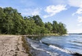 View of the Karhusaari swimming beach and Gulf of Finland Royalty Free Stock Photo