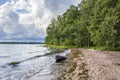 View of the Karhusaari swimming beach and Gulf of Finland, Espoo, Finland Royalty Free Stock Photo