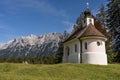 View on karwendel mountains and the chapel maria koenigin queen maria, bavaria, germany