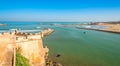 View from Kasbah of the Udayas at the river Bou Regrega and Atlantic ocean - Rabat,Morocco Royalty Free Stock Photo