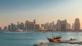 View from Katara Beach timelapse in Doha, Qatar, towards the West Bay and city center