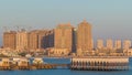 View from Katara Beach timelapse in Doha, Qatar, towards the Pearl.