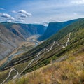 View of the Katu-Yaryk pass and Chulyshman valley with the Chulyshman river. Altai Republic, Siberia, Russia Royalty Free Stock Photo