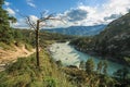 View of the Katun River from the goat trail to the Chemal hydroelectric power station