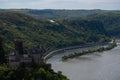 The view of Katz Castle, the Rhine and the Loreley near St. Goarhausen