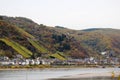 View of Kaub town in the river Rhine valley, Germany