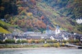 View of Kaub town in the river Rhine valley, Germany