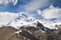 View of Kazbek mountain peak in the clouds Royalty Free Stock Photo