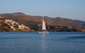 View of Kea, Tzia island, sailboat sailing, tourism destination Greece