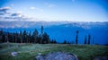 View from Kedarkantha base camp - early morning mist Royalty Free Stock Photo