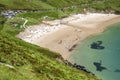 View on Keem beach, Achill island, Ireland. Warm sunny day. Full car park. Travel and tourism concept. Stunning Irish nature Royalty Free Stock Photo