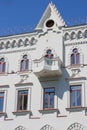 View of Kekin`s house on Gorky Street in the historical center of the city.Fragment of the facade of a building. Streets of Kazan, Royalty Free Stock Photo