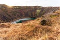 View of Kerid crater volcanic lake in Iceland