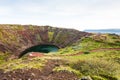 view of Kerid lake in volcanic crater in Iceland