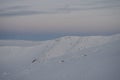 The Khibiny peaks lighted by the sun winter background