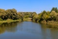 View on the Khorol river in Myrhorod, Ukraine