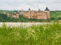 View Khotyn fortress on bank of Dniester river, Ukraine Royalty Free Stock Photo