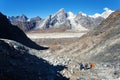 View of Khumbu glacier, mount Cho Oyu from Kongmala pass Royalty Free Stock Photo