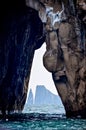 View of Kicker Rock from the cliffs at Witch Hill, San Cristobal, Galapagos Islands Royalty Free Stock Photo