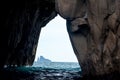 View of Kicker Rock from the cliffs at Witch Hill, San Cristobal, Galapagos Islands Royalty Free Stock Photo