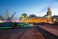 View of Kievskiy railway station at night