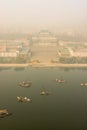 View of Kim Il-sung Square across Taedong river in Pyongyang, North Korea Royalty Free Stock Photo