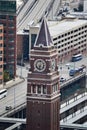 View of King Street Station from Smith Tower observation deck, Seattle, Washington Royalty Free Stock Photo