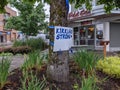 View of a Kirkland Strong motivational poster downtown during the coronavirus outbreak