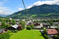 View of the Kitzbuhel town seen from cable car