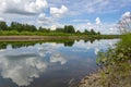 View of the Kiya River on a windless summer day Royalty Free Stock Photo