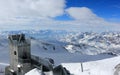 The view from the Klein Matterhorn 3,883 m showcases the highest peaks of the Swiss Alps. Valais, Switzerland.