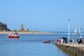 Ferry, yachts, River Wyre estuary, Fleetwood Royalty Free Stock Photo