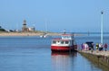 Ferry, yachts, River Wyre estuary, Fleetwood Royalty Free Stock Photo