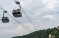 View of the Koblenz cable car transporting tourists across the Rhine