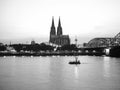 View of Koeln, black and white Royalty Free Stock Photo