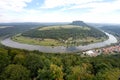 View from Koenigstein Fortress to a bend of river Elbe in Saxony Switzerland. Germany Royalty Free Stock Photo