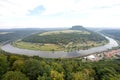 View from Koenigstein Fortress to a bend of river Elbe in Saxony Switzerland. Germany Royalty Free Stock Photo