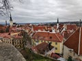 View from Kohtuotsa platform over old town of Tallinn to Baltic Sea Royalty Free Stock Photo