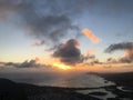 View from Koko Crater during Sunset in Winter on Oahu Island, Hawaii. Royalty Free Stock Photo