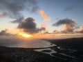 View from Koko Crater during Sunset in Winter on Oahu Island, Hawaii. Royalty Free Stock Photo