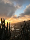 View from Koko Crater during Sunset in Winter on Oahu Island, Hawaii. Royalty Free Stock Photo