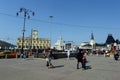 View on Komsomolskaya square three stations of the capital.