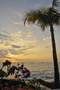 View from Kona at sunset on big island of Hawaii. Royalty Free Stock Photo