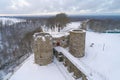 View of the Koporye fortress shot from a quadcopter Royalty Free Stock Photo